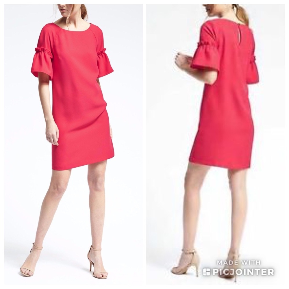 Banana Republic Pink Ruffle Sleeve Sheath Dress XS